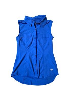 Reel Legends Women Small Blue Sleeveless Performance Fishing Shirt Vent Hiking